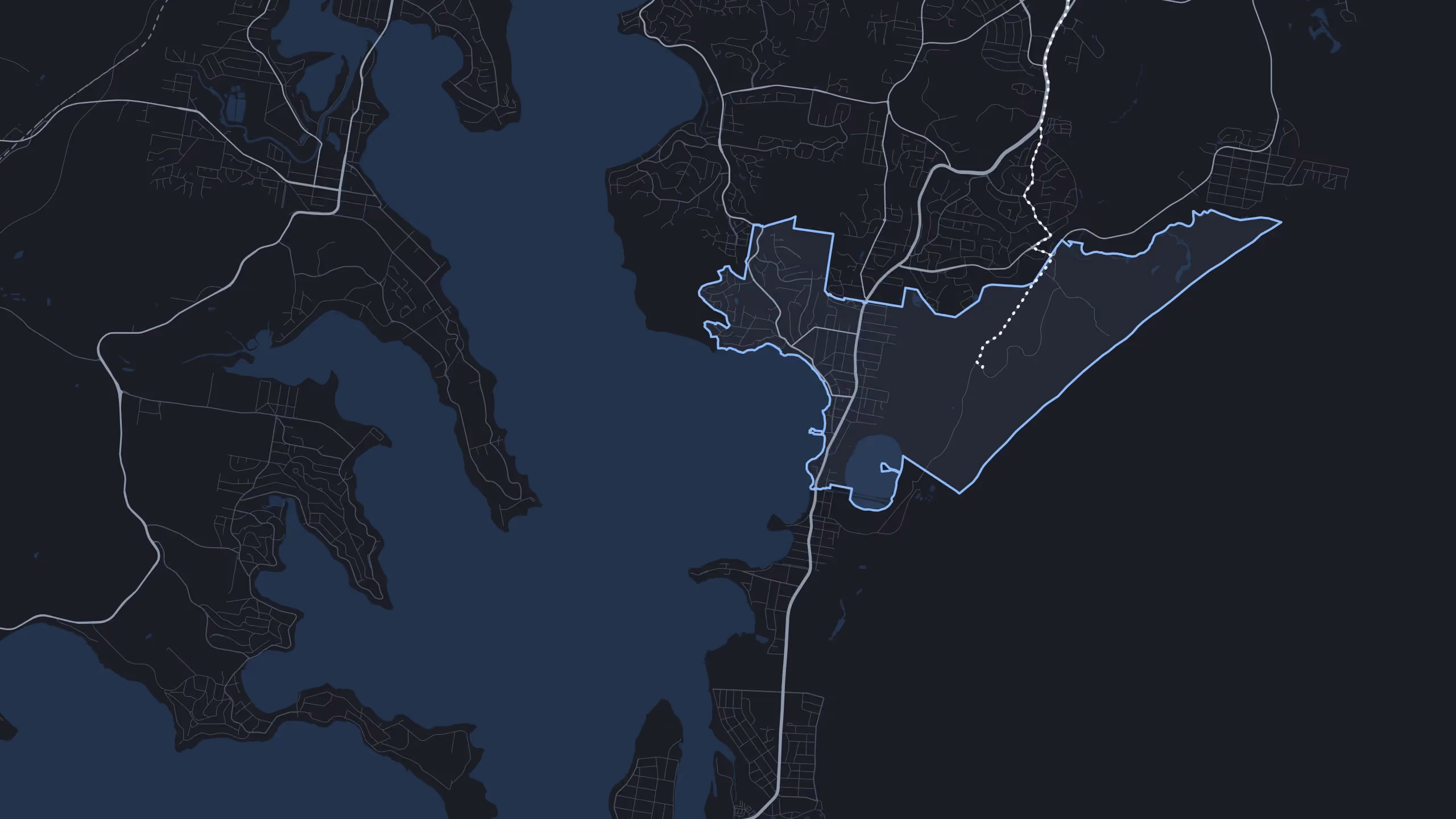 A street map of Belmont with the suburb outlined, and the drive in from Mayfield