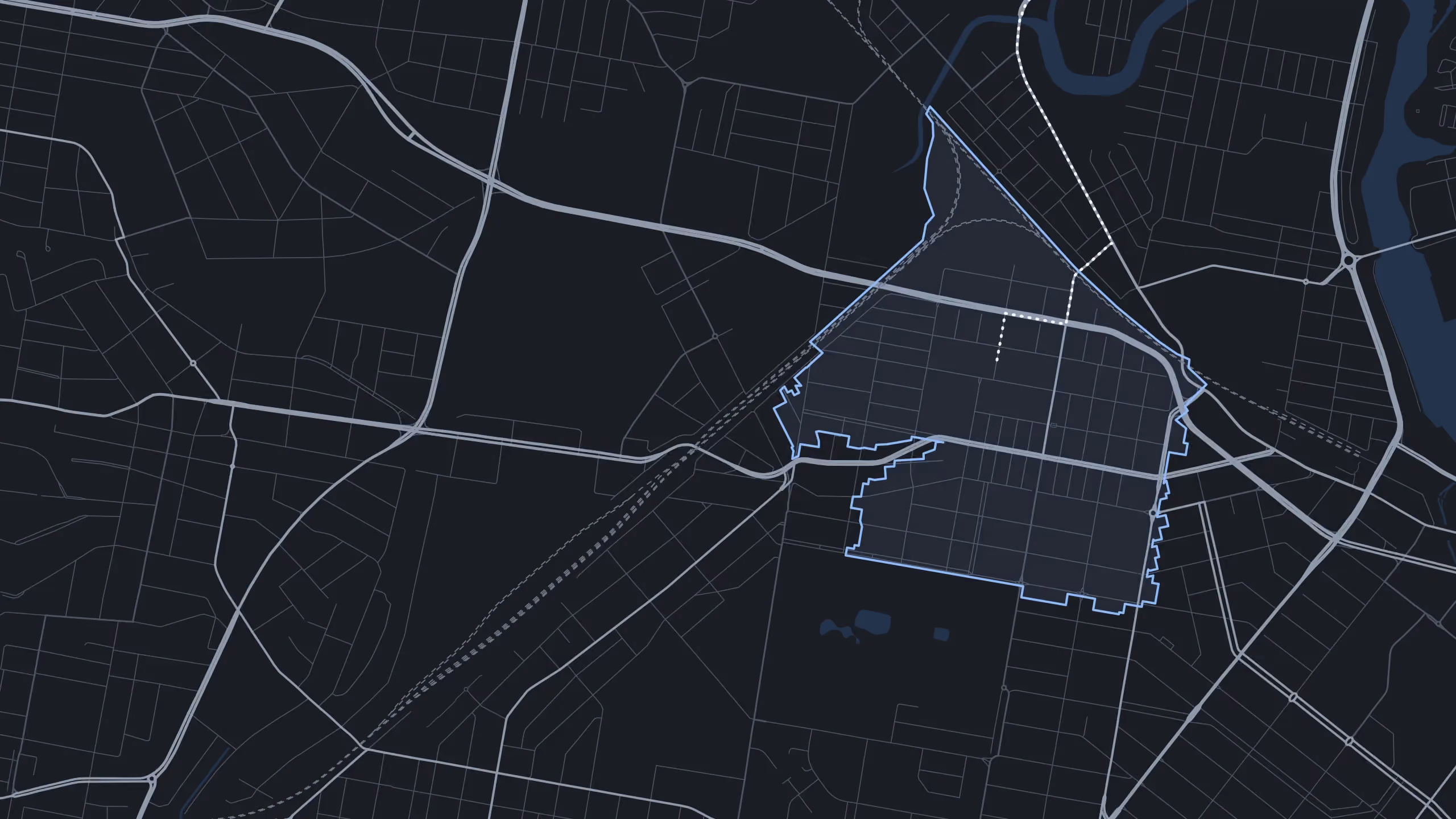 A street map of Hamilton with the suburb outlined, and the drive in from Mayfield